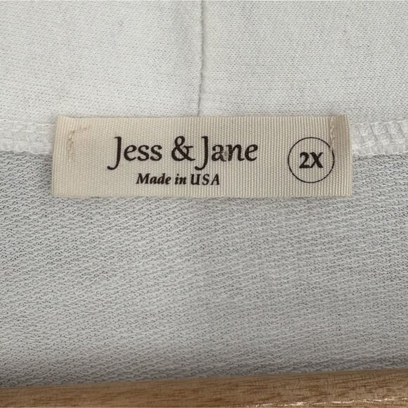Jess & Jane Women's Open Front Cardigan 2X White Cotton Pockets USA Professional - Picture 4 of 10
